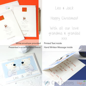 Personalised Polar Bear Twins Christmas Card, 7 of 7