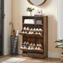 Three Tier Shoe Cabinet With Flip Doors And Shelf, thumbnail 2 of 12