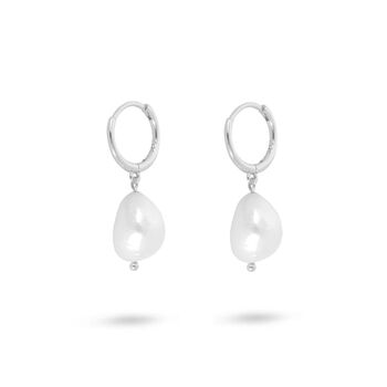 Pearl Drop Huggie Hoops, 2 of 4