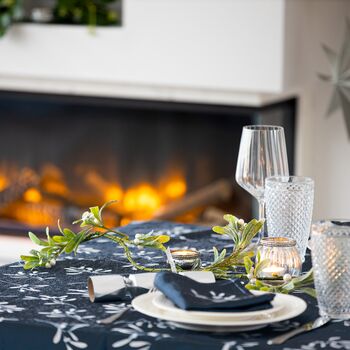 Luxury Christmas Tablecloth Mistletoe Dark Navy Blue, 3 of 8