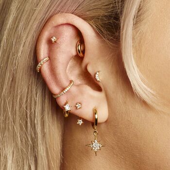 Sparkling Star Single Cartilage Hoop Earring, 7mm, 2 of 7