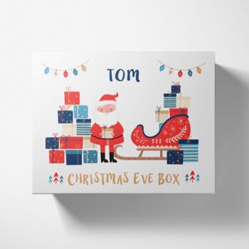 Father Christmas Sleigh Christmas Eve Box With Personalised Name, 4 of 5