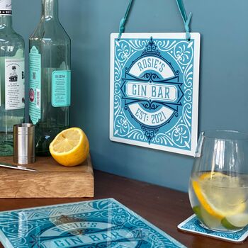 Home Bar 'Gin Bar' Personalised Coaster, 5 of 5