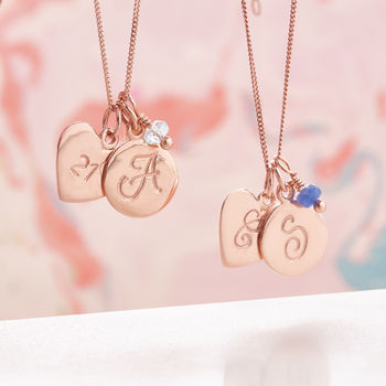 Rose Gold Vermeil Monogram And Birthstone Necklace, 5 of 9