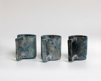 Handmade Japanese Ceramic Mug Blue Gray, 5 of 9