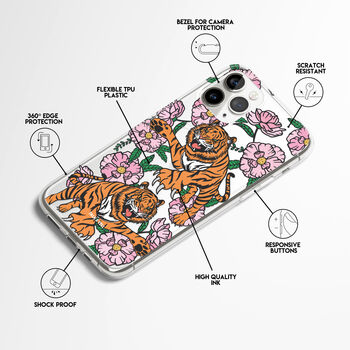 Peony Tiger Phone Case For iPhone, 2 of 9