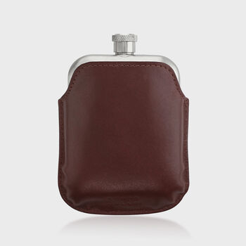 Silver Hip Flask With Vintage Leather Sleeve, 2 of 11
