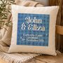 Personalised Wedding Keepsake Cushion : Navy Gingham Square, thumbnail 1 of 2