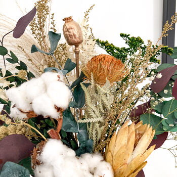 Cotton Preserved Flower Bouquet With Banksia Protea, 5 of 5