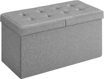 Light Grey Padded Storage Ottoman With Flip Up Lid, 7 of 7