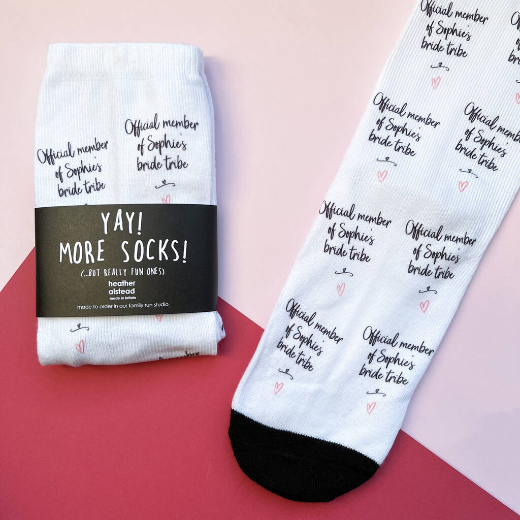 Personalised Bride Tribe Socks By Heather Alstead Design
