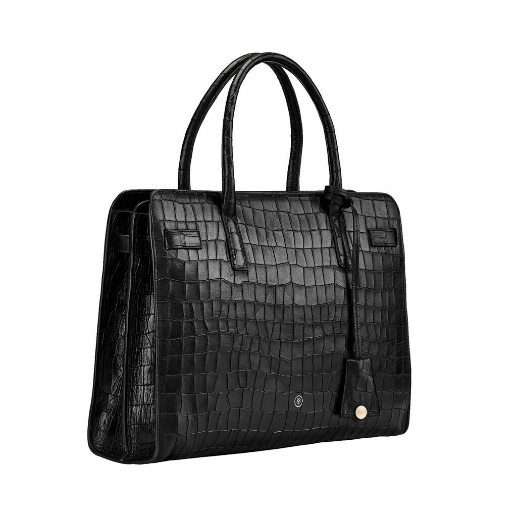 Women's Mock Croc Leather Briefcase Tote 'Enrica Croco' By Maxwell ...