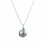 Harmony Ball Pregnancy Necklace With Turquoise Pearl, thumbnail 4 of 7