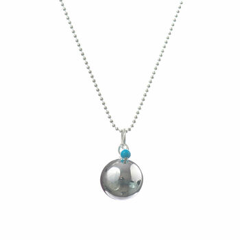 Harmony Ball Pregnancy Necklace With Turquoise Pearl, 4 of 7