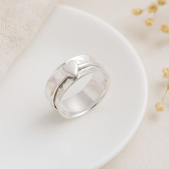 Personalised Sterling Silver Dainty Heart Spinner Ring – 8mm, 4 of 8