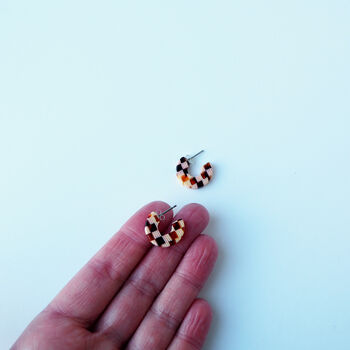 Honey Checker Super Mini Hoop Earrings, 7 of 7