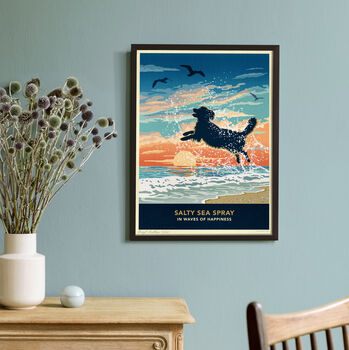 Limited Edition Seaside Golden Retriever Gift Print, 7 of 12