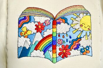 Original Hand Embroidered Art “The Wonder Of A Book”, 3 of 3