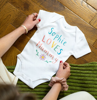 'Name' Loves Mummy Mother's Day Babygrow, 3 of 3