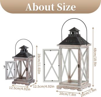 Two Vintage Distressed Wood Decorative Candle Lantern, 7 of 7