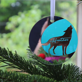 Starry Wolf Mirror Personalised Christmas Decoration, 3 of 5