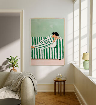 Female Stripy Sofa Portrait Art Print, 2 of 3