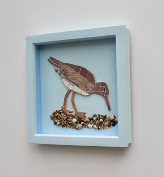 Handmade Framed Redshank Coastal Bird Mosaic Picture, 4 of 5