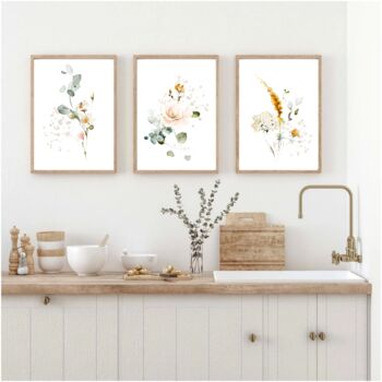 Botanical Flowers Set Of Three Wall Décor, 2 of 4