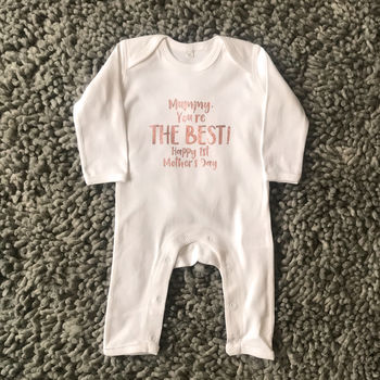 Mummy You're The Best! Mothers Day Rose Gold Babygrow, 4 of 5