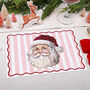 Christmas Placemat For Table With Pink Santa Design, thumbnail 1 of 3