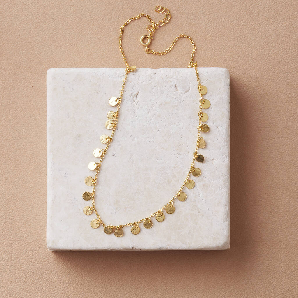 Hammered Gold Discs Necklace By Rochejewels