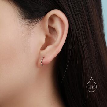 Flower Hoop Stud Earrings In Sterling Silver, 2 of 10