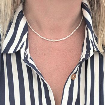 Pearl Skinny Gemstone Beaded Necklace, 2 of 8