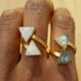 'Direction' Rainbow Moonstone Gold Plated Ring, thumbnail 2 of 3