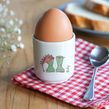 Personalised Welly Boot Ceramic Egg Cup, 4 of 5