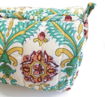Quilted Block Print Make Up Bag, Handmade, 5 of 8