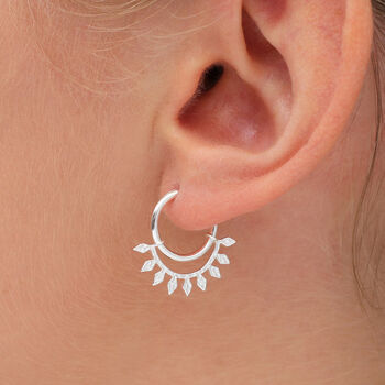 Gold Plated Or Silver Plated Leaf Detail Hoop Earrings, 2 of 6