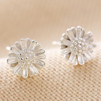 Sterling Silver Daisy Flower Stud Earrings, 2 of 5
