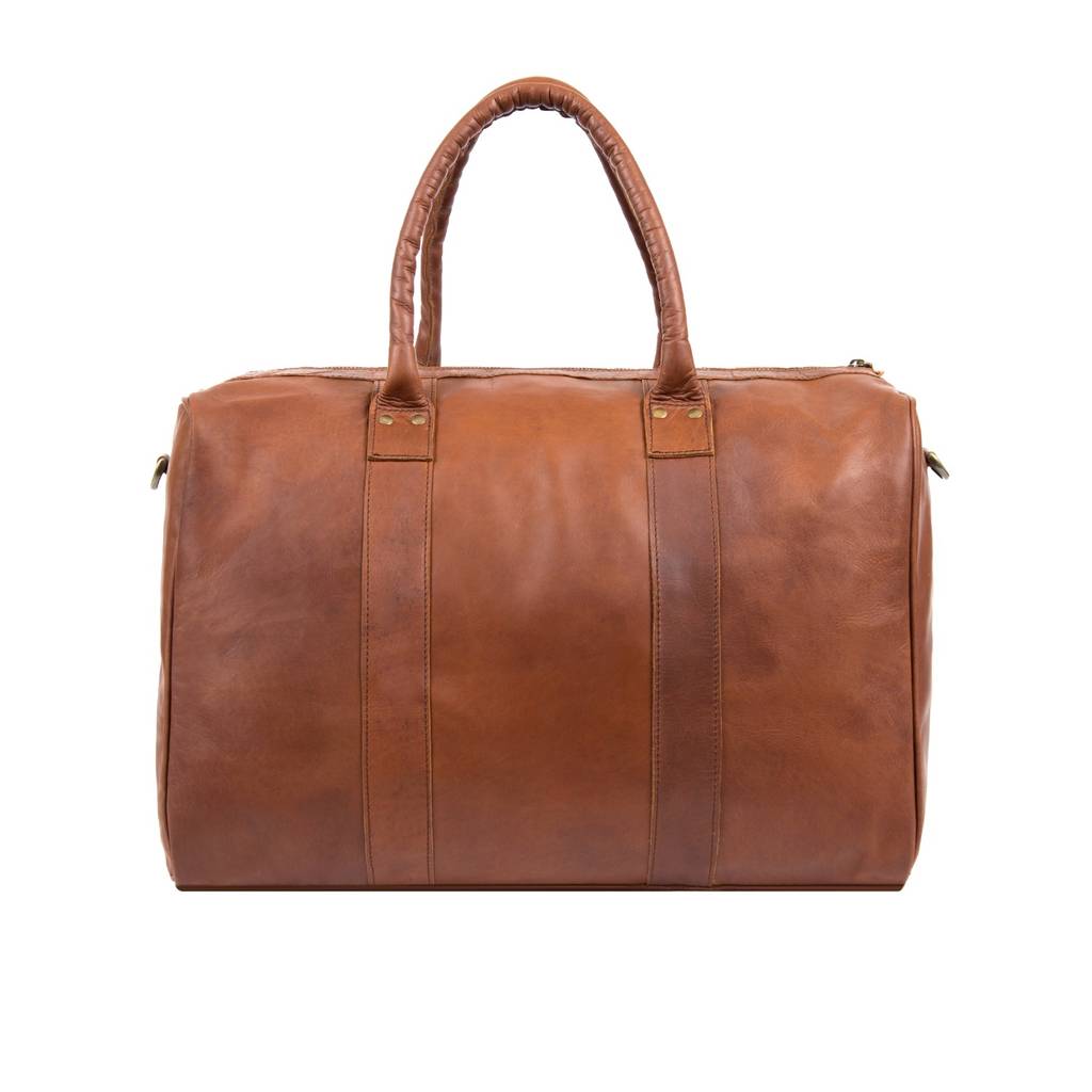 personalised leather cortes compact weekender holdall by mahi leather ...