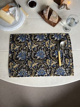 Pair Of Reversible Cotton Table Mats In Lilipad Print, 5 of 7