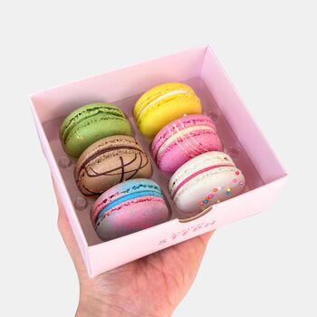 Engagement Congratulations Iced Biscuits And Macarons Hamper Gift, 5 of 6