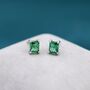Emerald Cut Emerald Green Cz Stud Earrings, thumbnail 1 of 12