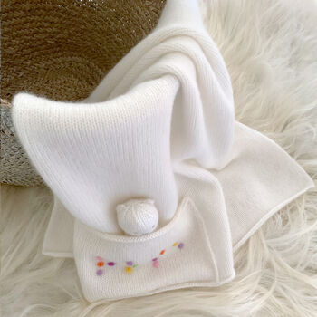 Cashmere Baby Blanket With Braille Personalised Pocket, 5 of 9