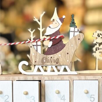 Personalised Wooden Santa Sleigh Advent Calendar, 2 of 2