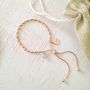 Personalised Rose Gold Seed Slider Bracelet With Baby Robin, thumbnail 1 of 5
