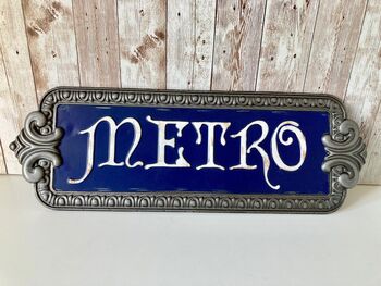 47cm Blue Metal Paris Metro Sign – Vintage Wall Plaque, 2 of 6