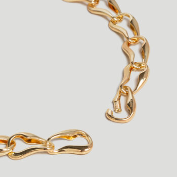 Wave Link Statement Gold Chain Necklace In 18 K Gold Plate, 3 of 6