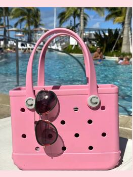 Trendy Crocbagg Tote Bags, Free Letter Charm, 20+ Colours In Three Sizes, 7 of 12