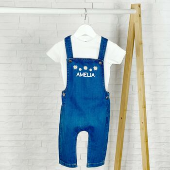 Daisy Personalised Denim Dungaree For Girls, 4 of 5