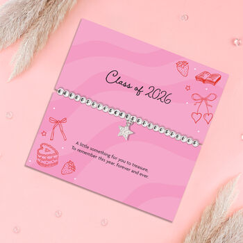 Class Of 2026 Silver Plated Beaded Star Bracelet In Box, 3 of 5